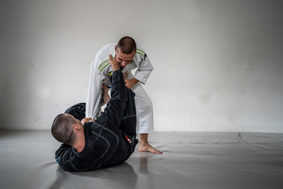 Two men training in gi